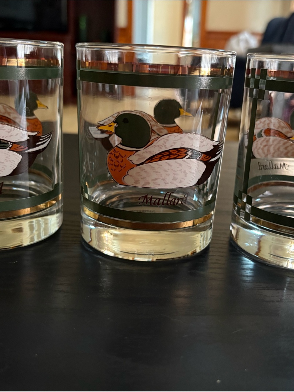 Mallard Duck Glass Tumbler - Green and Gold Accent